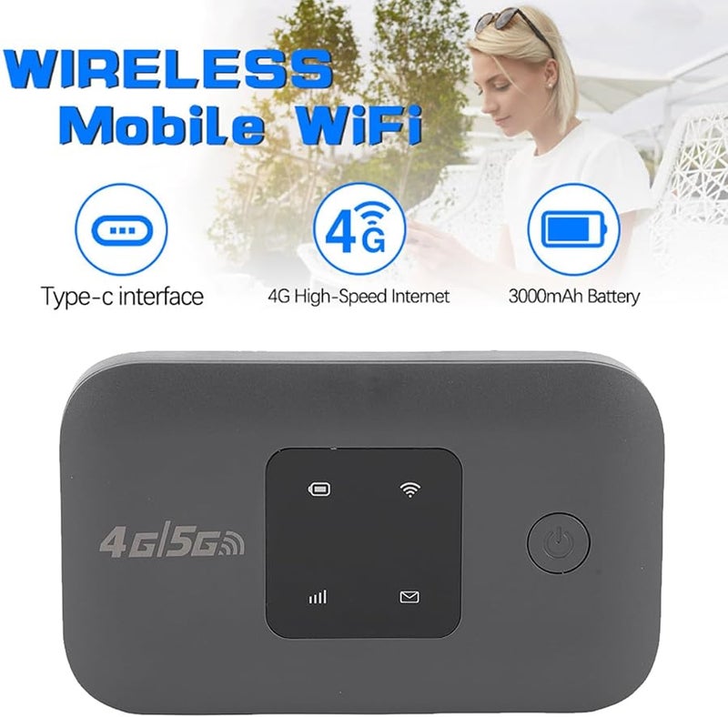 واي فاي محمول أسود 4G بسرعة 300 ميجابت في الثانية، راوتر نقطة اتصال متنقل عالي السرعة يدعم 10 أجهزة للسفر والتخييم - Image 2